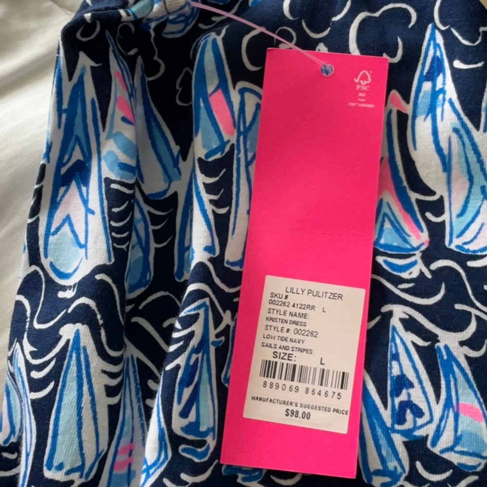 NWT Lilly Pulitzer Kristen Dress Sails and Stripes SZ L Coastal Preppy Nautical - Picture 10 of 10